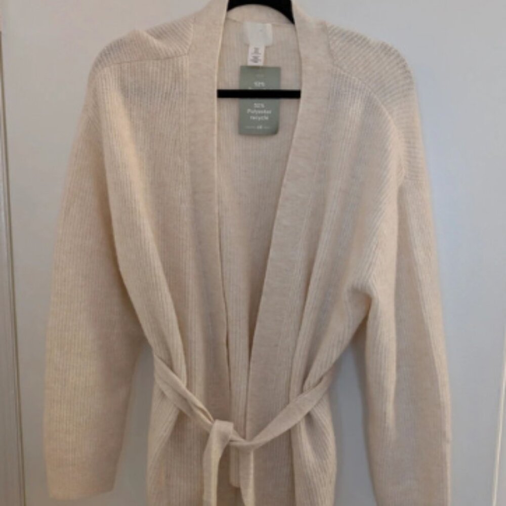Cream cardigan with belt